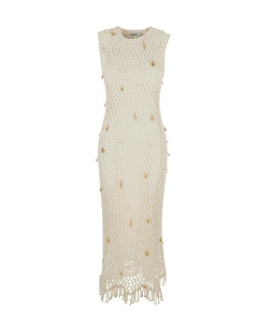 Jonathan Simkhai White Coralia Knit Charmed Embellished Knitted Dress