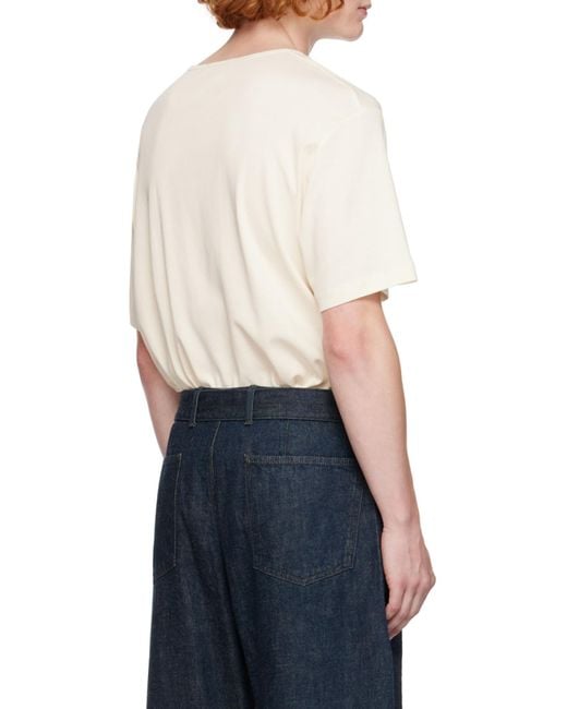 Lemaire Natural Crewneck Straight Hem T-Shirt for men