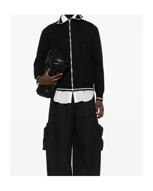 Maison Margiela Black Long Sleeve High-Neck Cardigan for men