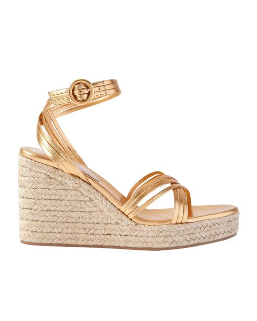 Gianvito Rossi Metallic Leather Espadrille Wedge Sandals