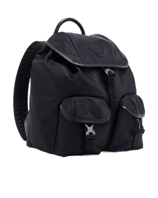 Emporio Armani Black Pocket Detailed Backpack for men