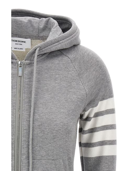 Thom Browne Gray 4-Bar Zip-Up Hoodie