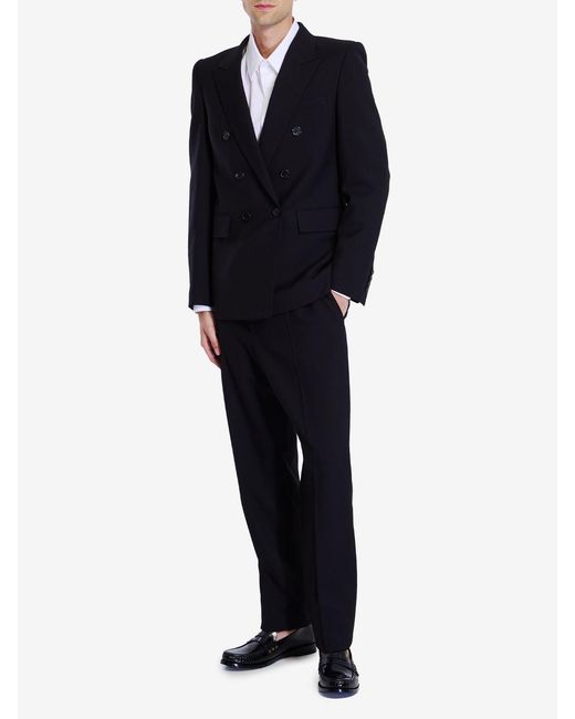 Saint Laurent Black Double-Breasted Long-Sleeved Jacket for men