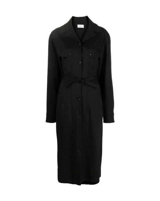 Lemaire Black Spread-Collar Long-Sleeve Dress