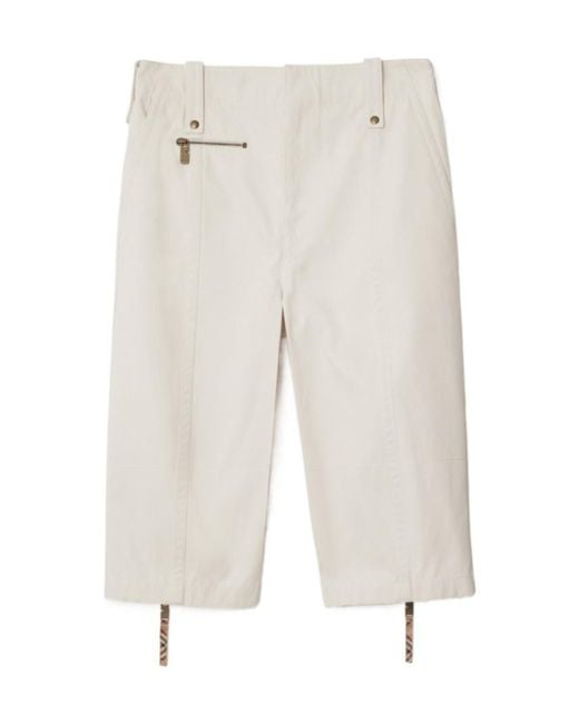 Burberry White Zip-Detailed Cropped Trousers