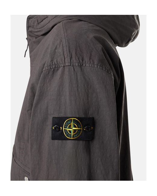 Stone Island Gray Jacket With Cotton Mesh-Lined Hood And Anti-Drop for men