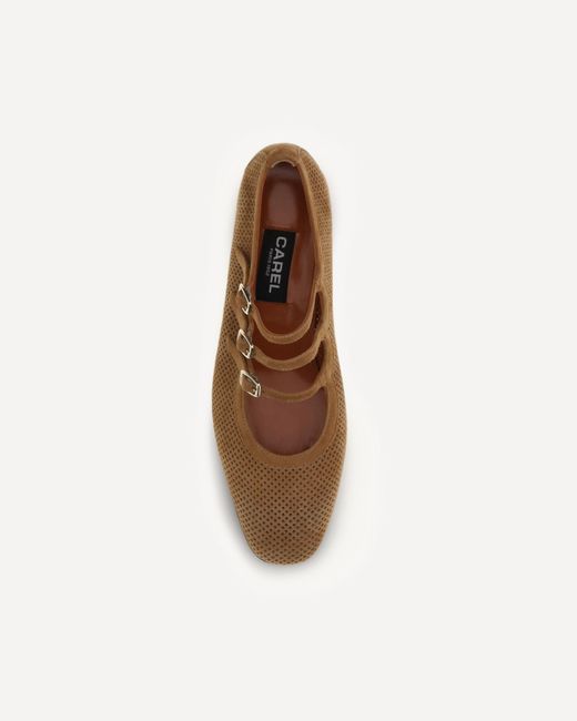 CAREL PARIS Brown Triple-Strap Perforated Pumps