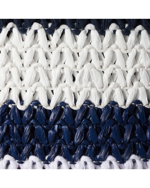Miu Miu White Crochet-Knitted Striped Top Handle Bag