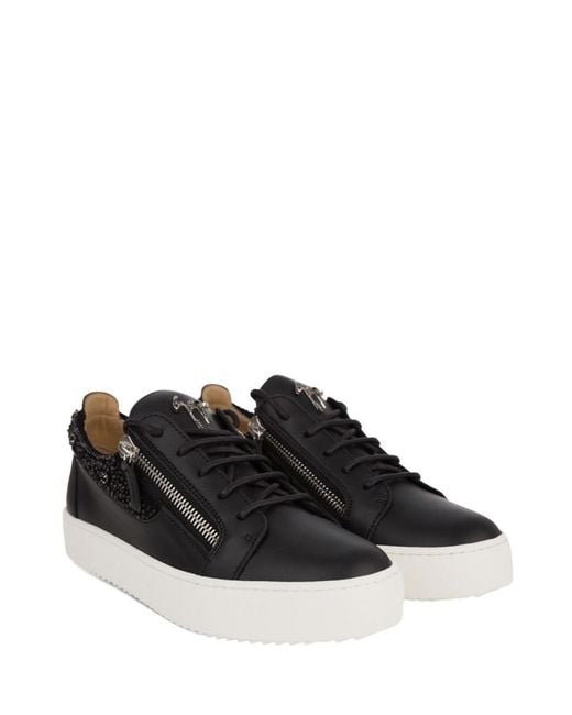 Giuseppe Zanotti Black Crystal Embellished Sneakers for men