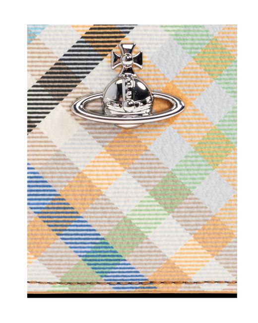 Vivienne Westwood Blue Orb Plaque Checked Card Holder