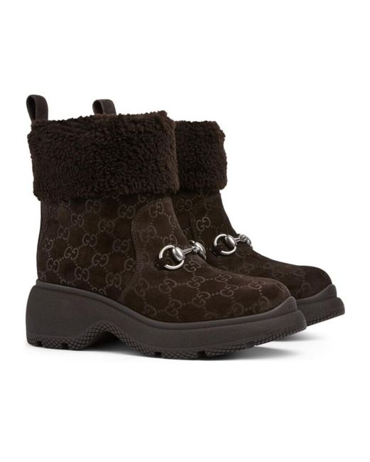 Gucci Brown Lace-Up Ankle Boots