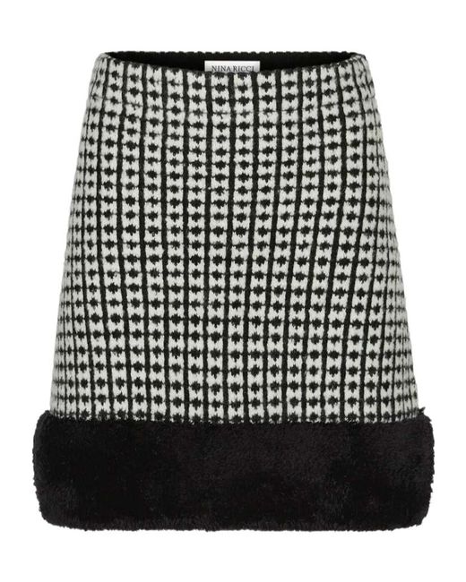 Nina Ricci Black Jacquard Mini Skirt