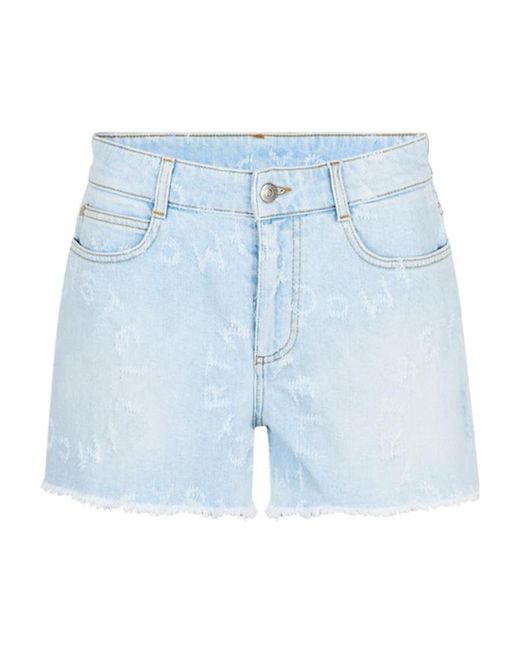 Stella McCartney Blue Logo Denim Shorts
