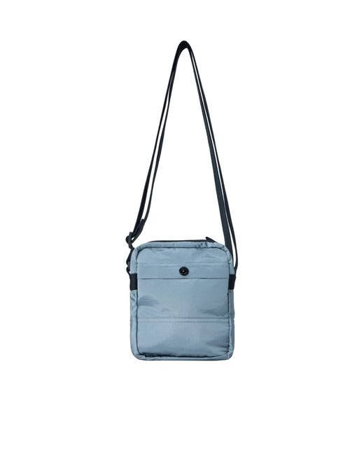 Stone Island Blue Compass Logo-Patch Shoulder Bag for men