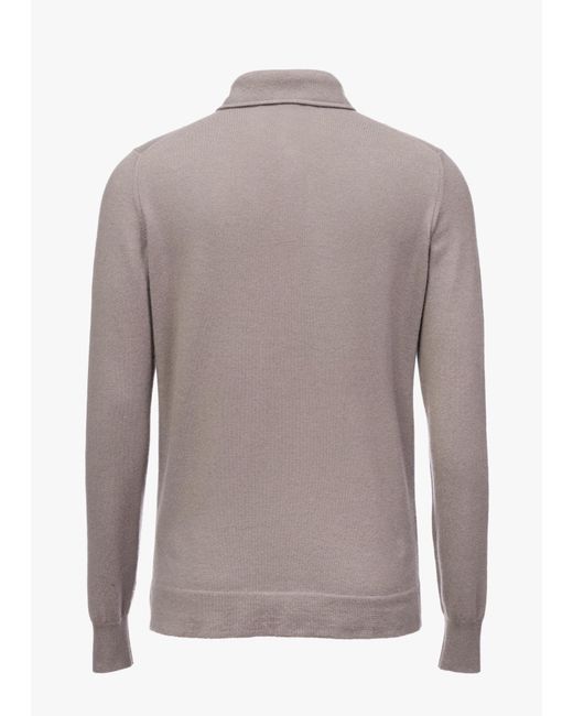 Loro Piana Gray Long-Sleeved Polo Shirt for men