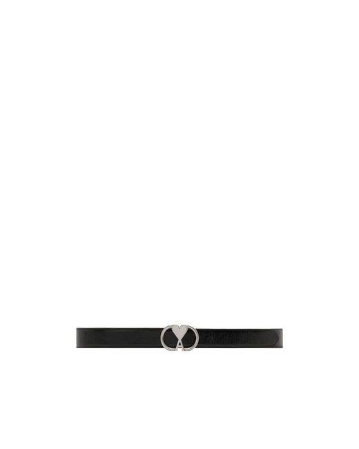 AMI White Ami De Coeur-Buckle Leather Belt