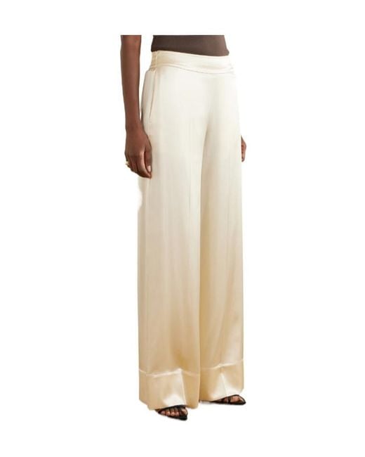 Joseph White Silk Straight-Leg Pants