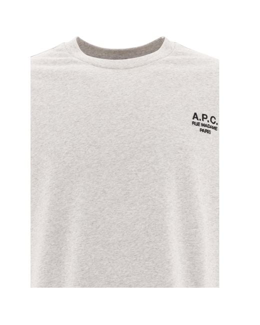 A.P.C. White Logo Embroidered Crewneck T-Shirt for men