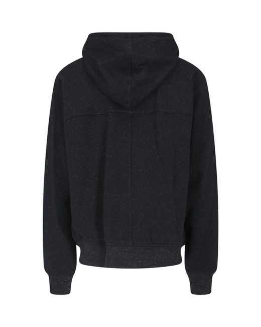 Rick Owens Black Long-Sleeved Hooded Sweatshirt for men