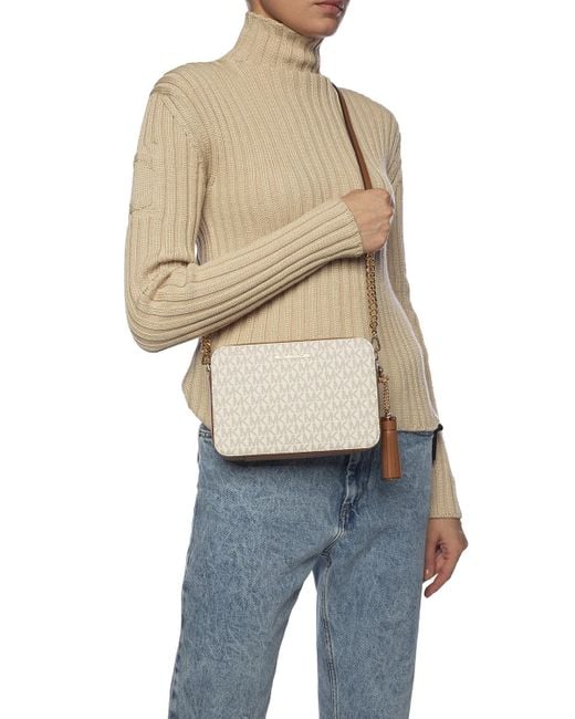 Michael Kors Natural Michael Ginny Medium Logo Crossbody Bag