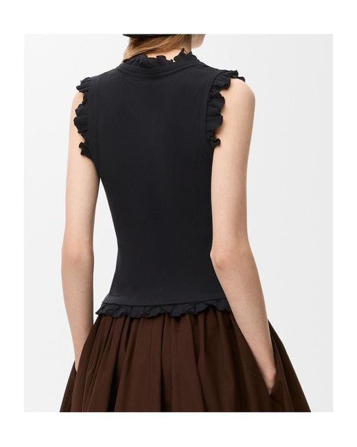 Loewe Black Ruffled Ribbed Top