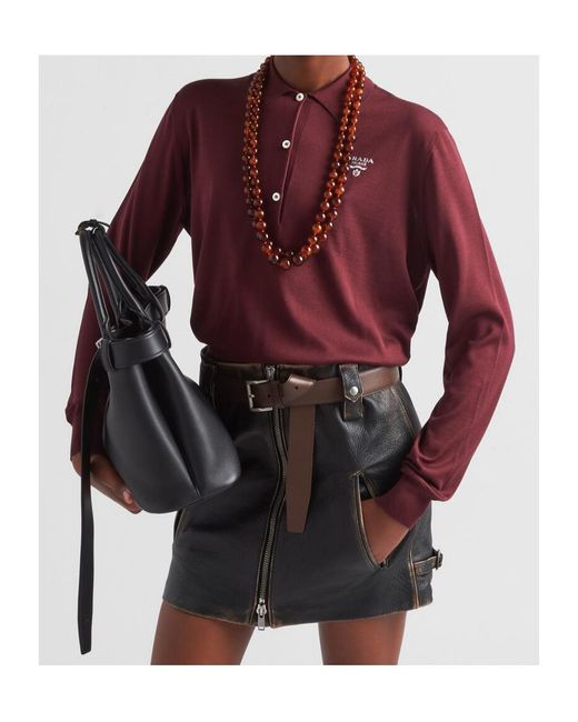 Prada Black Leather Miniskirt