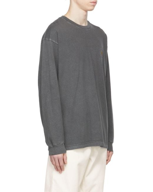 Carhartt Gray Crew Neck Long-Sleeved T-Shirt for men
