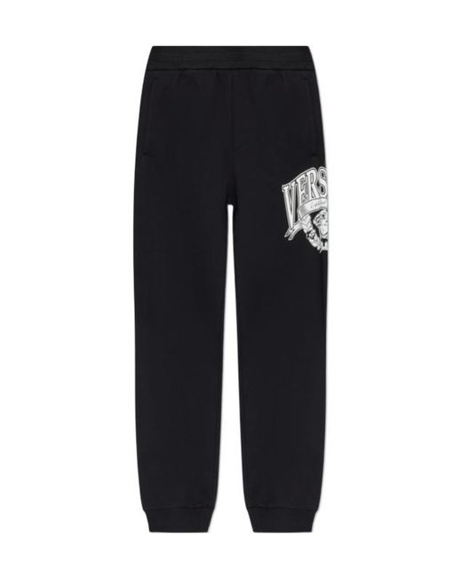 Versace Black Logo-Printed Sweatpants for men