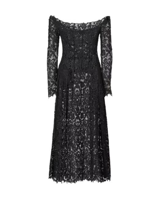 Fendi Black Off-The-Shoulder Bustier Lace Midi Dress