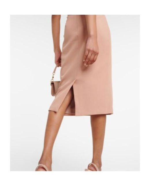 Safiyaa Pink Feather-Trimmed Midi Dress