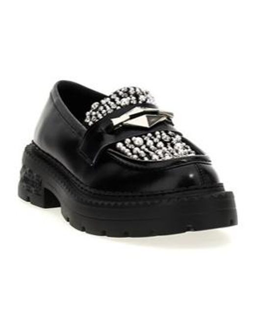 Jimmy Choo Black Marlow Embellished Loafers