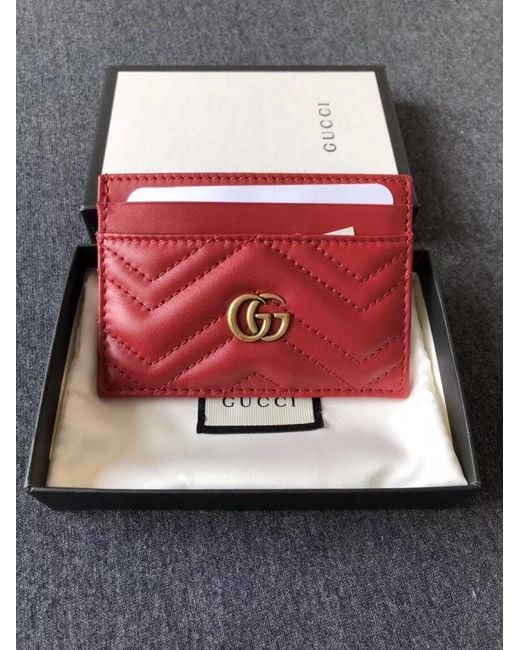 Gucci Red Gg Marmont Card Case