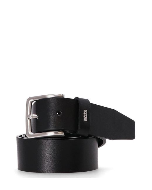 Boss Black Leather Buckle Belt for men