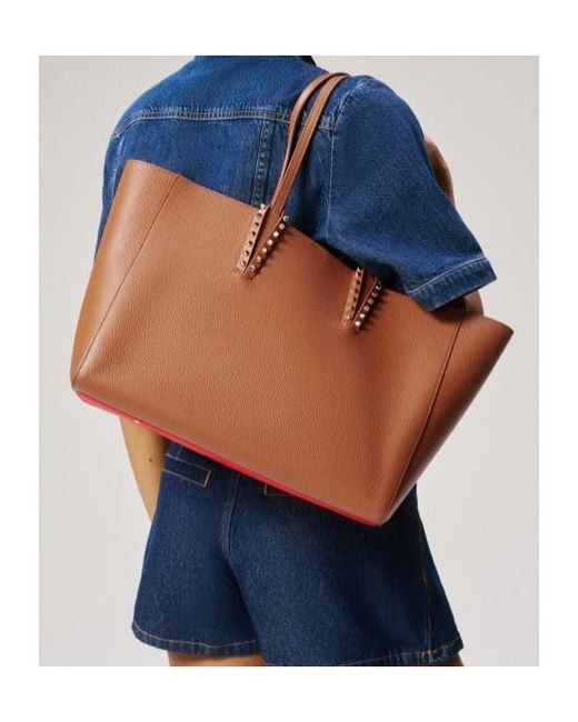 Christian Louboutin Brown Cabata Stud Detailed Small Tote Bag