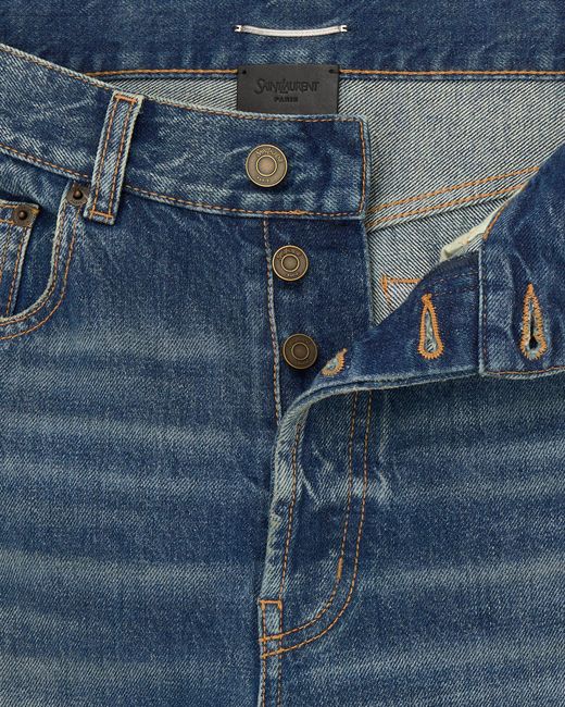 Saint Laurent Blue Loose Straight Mid-Rise Jeans for men