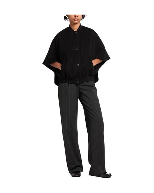 Max Mara Black Solid-Color Cashmere Coat