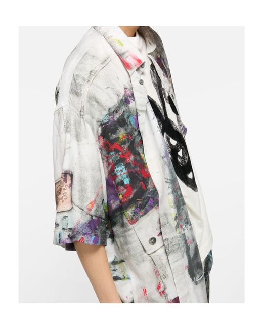 Acne White Printed Button-Down Shirt for men