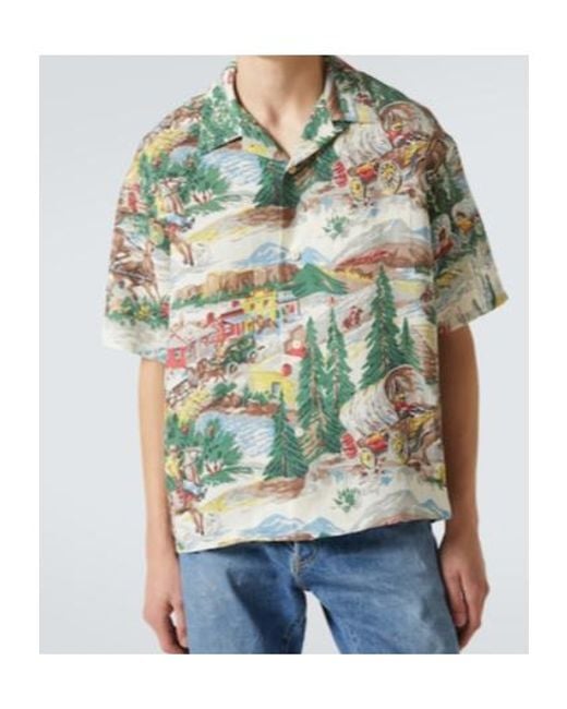 Visvim Green Crosby Printed Silk-Blend Bowling Shirt for men
