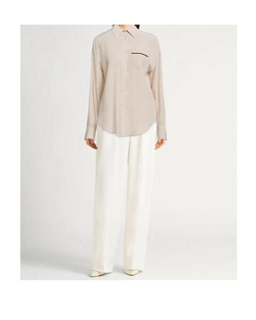 Brunello Cucinelli White Silk Shirts Blouses