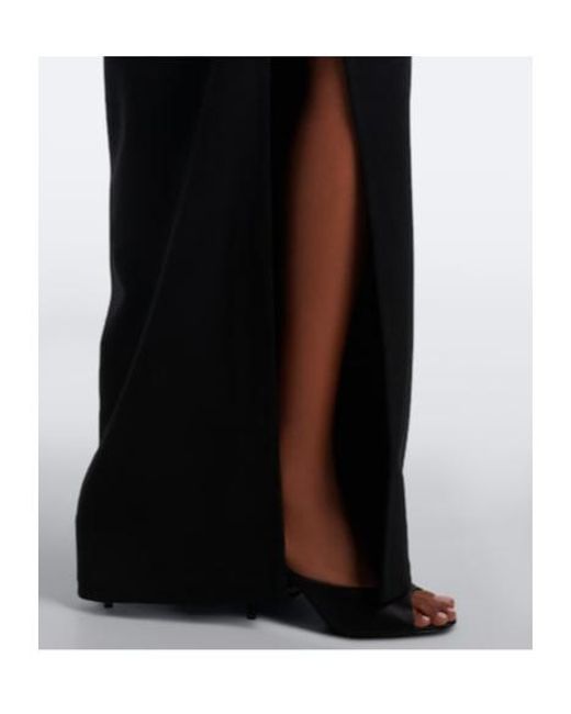 Magda Butrym Black Floral-Appliqué Wool-Blend Gown
