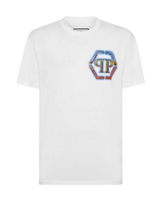 Philipp Plein White Logo-Embellished Cotton T-Shirt for men