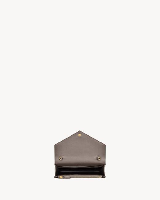 Saint Laurent White Cassandre Envelope Chain Wallet