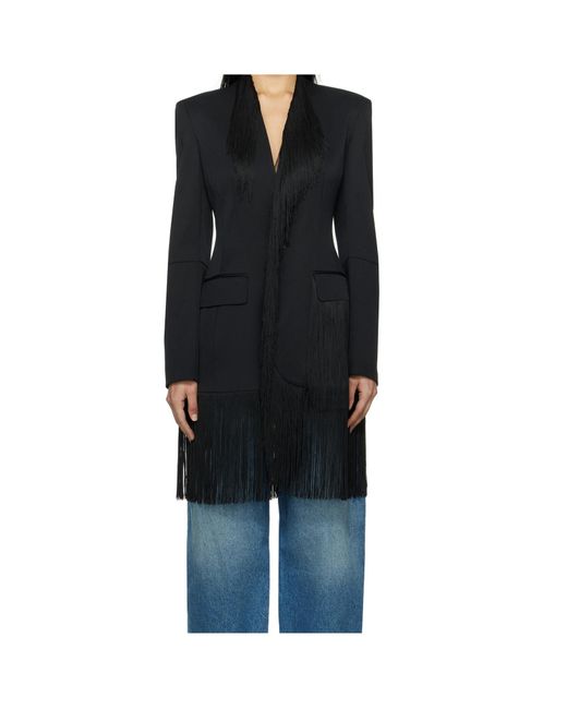 MM6 by Maison Martin Margiela Black Fringe-Detail Blazer