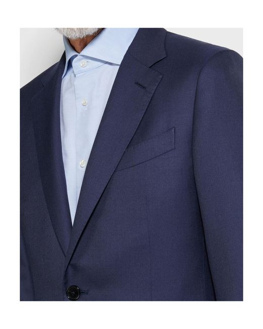 Zegna Blue Single-Breasted Tailored Suit for men