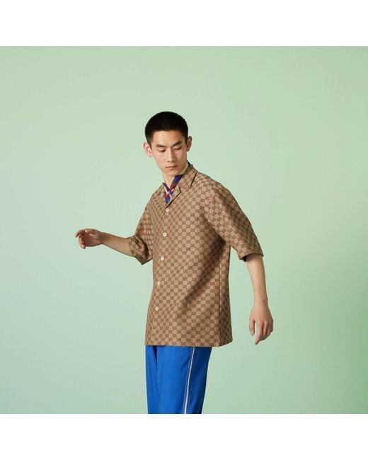 Gucci Brown Gg Supreme Oversized Shirt for men