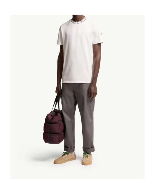 Moncler White Logo-Trimmed Crewneck T-Shirt for men