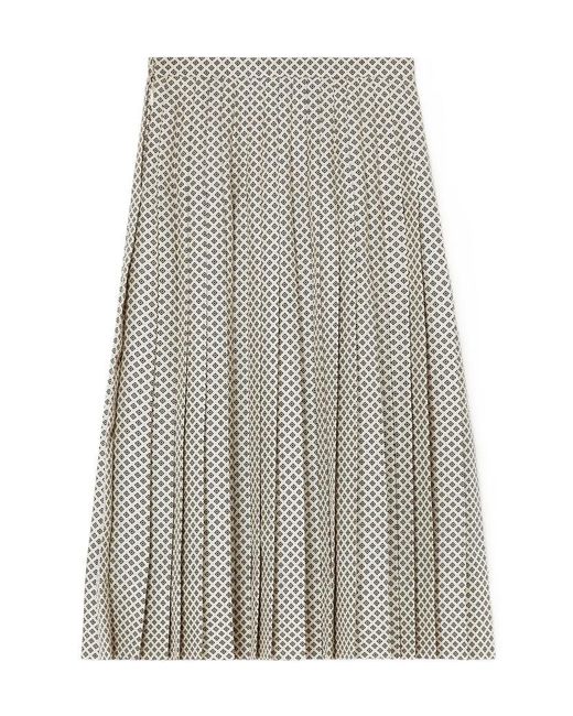 Loro Piana Gray Pleated Midi Skirt