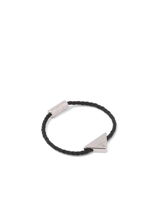 Prada White Braided Nappa Leather Bracelet