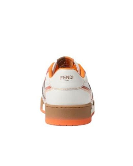 Fendi White Match Lace-Up Sneakers for men