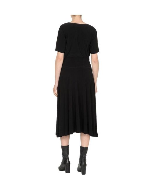 Norma Kamali Black Elastic Waist Midi Skirt